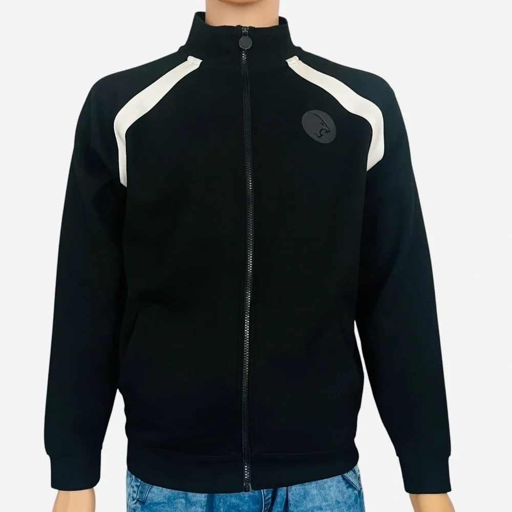 IQ Lion Athletics black sports activewear track jacket zip pockets logo Men M